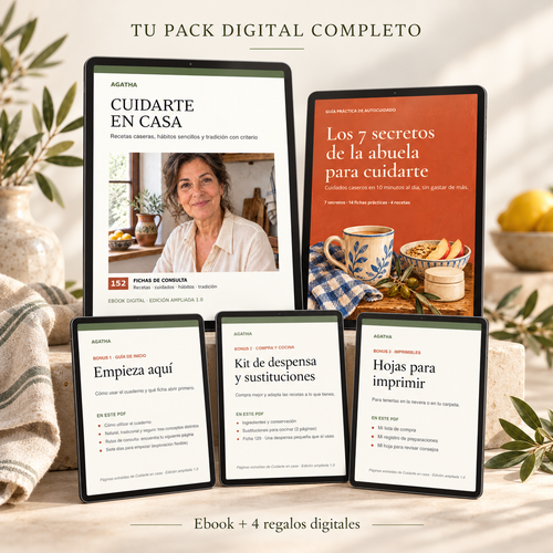 Pack digital: Cuidarte en casa, Los 7 secretos de la abuela para cuidarte y tres bonos de consulta.